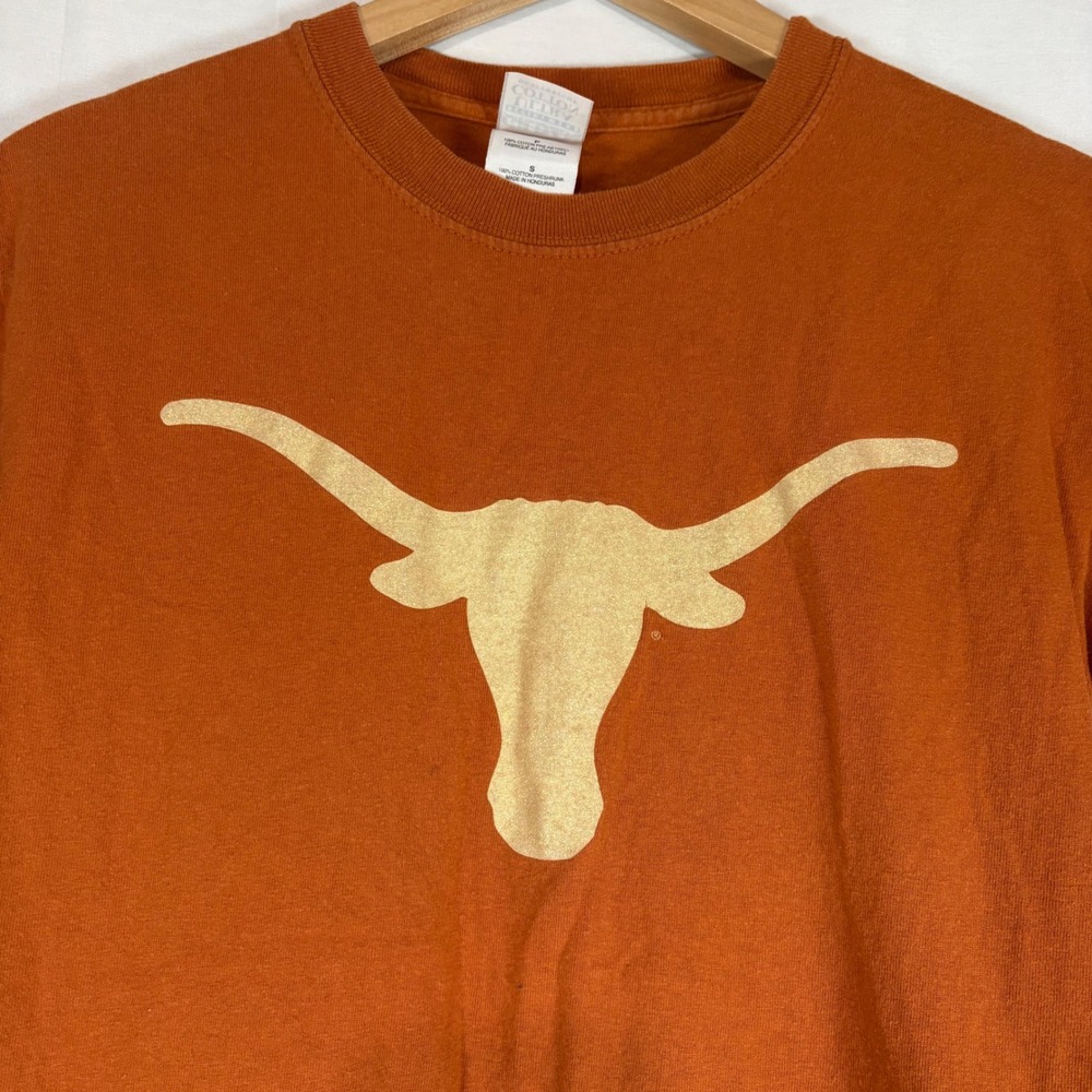 Texas Longhorns Burnt Orange Sparkly Glitter Bull T-Shirt Gildan Small Womens - Picture 3 of 8